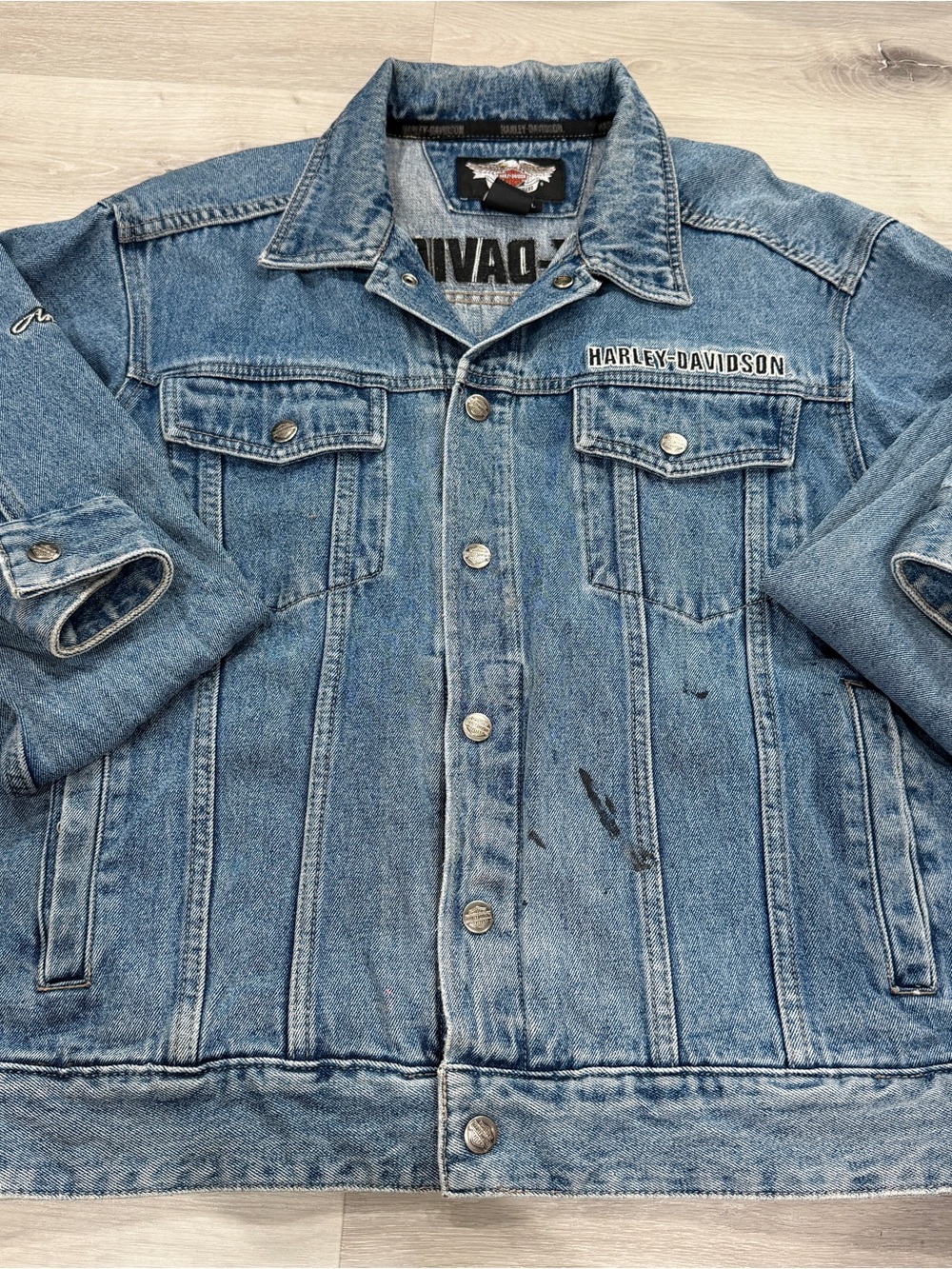 Harley-Davidson Medium Blue Denim Trucker Jacket with Embroidered Logo